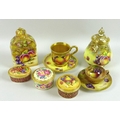 A collection of modern Royal Worcester hand painted fruit study porcelain, comprising canister and c... 