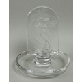 A modern Lalique clear crystal ring dish, modelled with 'Naiade' mermaid plaque, engraved signature ... 