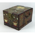 A Chinese Qing Dynasty, 19th century, rosewood travelling jewellery or mirror box, inlaid with carve... 