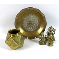 A Chinese polished bronze vase, 20th century, of faceted form of square and triangular panels with f... 