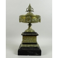 A Victorian cast brass decorative urn, in Greek style, with finial to cover, cast decoration of prof... 