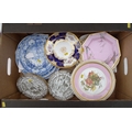 A group of early 19th century and later porcelain china plates and dishes, including a Royal Crown D... 