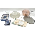 A selection of silver, silver plated items and glassware, including two silver photograph frames and... 