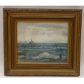A. Phillips (British, exh. 1887-1918): 'The North Sea', with  sailing ships on the horizon, watercol... 