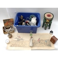 A collection of vintage miscellanea including a Thai stool craved and painted in the form an elephan... 
