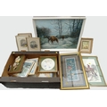 A collection of modern pictures, embroideries and prints, including I. J. Hocking 'Winter Scene, Lla... 