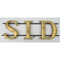 A vintage sign which reads SID, the gold leaf covered carved wooden letters on black painted iron fr... 