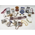 A group of vintage and later costume jewellery, including various necklaces, brooches, bracelets, ea... 
