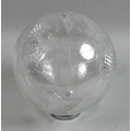 A Waterford crystal globe, initialled JC, on partial stand.