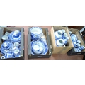 A large collection of Abbey Ware blue and white china, including tea pots, vases, bowls, plates, cha... 