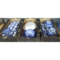 A large collection of Abbey Ware blue and white china, including cups, saucers, vases, bowls, plates... 