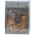 An original Hudson Soap advertising poster, depicting a young maid washing clothes, behind her a but... 
