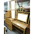A set of mid 20th century bamboo bedroom furniture, comprising dressing table, chest of drawers, two... 