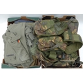 A quantity of mostly mid to late 20th century military uniforms. (2 boxes)