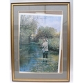 Clive Madgwick (1934 - 2005) - Bringing to Net a Fine Trout, limited edition print 136 of 500, publi... 