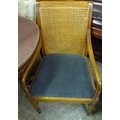 A group of modern furniture, comprising open arm chair with carved back and black padded seat, a nes... 