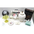 A Singer electric sewing machine, a modern wine carrier, with hinged lid, a tabletop globe, two smal... 