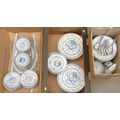 An early to mid 20th century Chinese blue and white rice grain part dinner service, decorated with d... 