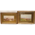 G. Bate (British): two watercolour landscapes of West Country heather heathland, one with a walker a... 