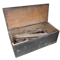 A collection of vintage tools and wooden toolbox, including saws, levels, planes and moulding planes... 