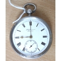 A Victorian silver J. W. Benson open faced pocket watch, white enamel dial with subsidiary seconds, ... 