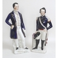 Two large Victorian Staffordshire figurines, modelled as 'Wellington' and 'Louis Napoleon', 44cm and... 