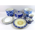 A collection of 19th and 20th century Wedgwood Jasperware, comprising two jardineres, 21 by 19cm, a ... 