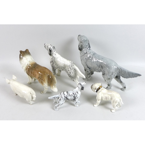 2 - A group of Beswick and Royal Doulton figurines, comprising a Beswick pig 'Ch Wall Ch Boy 53', a Besw... 