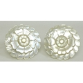 A pair of Victorian carved mother of pearl decorative floral plaques, likely for curtain tie backs, ... 
