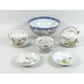 A collection of Chinese porcelain, including three Chinese Republic era tea pots, each painted with ... 