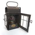 A Vacuum Oil Company 'Vaclite' carriage or cart lamp, brass plaque to interior, bevelled glass sides... 
