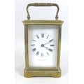 A 19th century Hamilton & Inches Paris brass carriage clock, four glass case, oval window to top sho... 