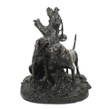 After Auguste Nicolas Cain (French, 1822-1894): a large bronze figural group, modelled as two huntin... 
