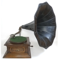 An Edwardian His Master's Voice Monarch Junior Gramophone, The Gramophone Co. Ltd. London, oak cased... 