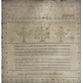 A William IV sampler, cross stitch embroidered onto linen, 'Mary Jefferson's work don May th5 1836',... 