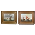 George H. Knight (British, 1851-1922): a pair of marine scenes, 'Fishing off the Coast' and 'Fishing... 
