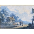 Peter La Cave (British, fl. 1769-1810): 'Woman and child driving donkeys', watercolour over pen and ... 