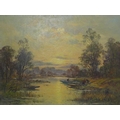 Eugene Demester (French, 20th century): 'Evening Light, Sologne Woods, France', an evening river sce... 