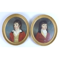 English School (18th / 19th century): a pair of oval half length portraits, each depicting a boy in ... 