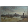 J. Hale-Sanders (1892): 19th century river scene, signed and dated lower right, oil on canvas, 99.5 ... 