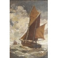M. I. Stephenson (British, 19th century): a wherrie at sea, signed lower right, oil on canvas, annot... 