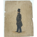 A Victorian watercolour full length portrait, title below 'Edw Robbins his likeness presented by him... 