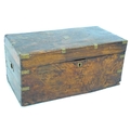 A 19th century camphor wood blanket chest, with brass fittings , the inside of the lid painted with ... 