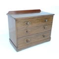 A late Victorian chest of three graduating drawers, with turned wooden handles, 107 by 53 by 83cm hi... 