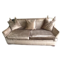 A modern large Knowle style settee, three / four seater, recently re-upholstered in mink coloured ve... 