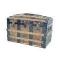 A Victorian domed top trunk, bound with black painted metal bands, brass locks, lined with canvas, 8... 