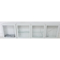 A group of four Ikea white wall mounted cupboards, each (23 x 60 x 64cm high) with single glazed doo... 