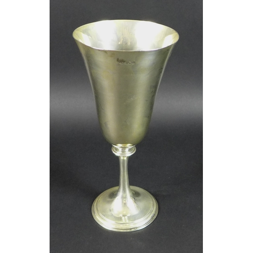1 - A George V silver goblet, of plain form with knopped stem and circular foot, James Dixon & Sons, She... 