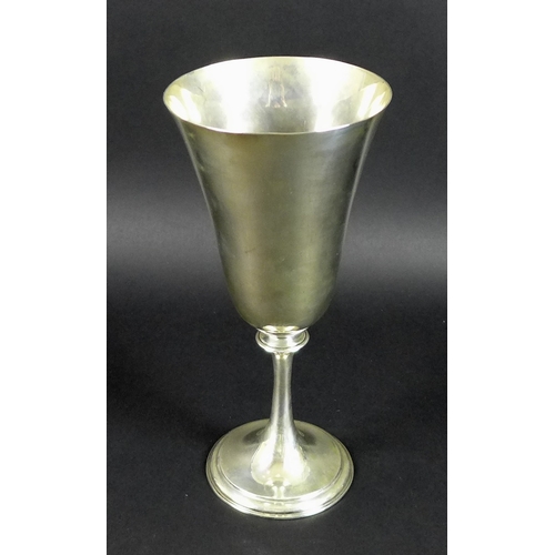 1 - A George V silver goblet, of plain form with knopped stem and circular foot, James Dixon & Sons, She... 