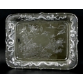 A Chinese export silver tray, late 19th century, of rectangular form, with central engraved decorati... 